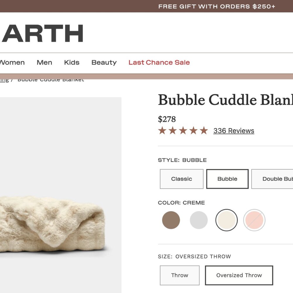 Cozy Earth Bubble Cuddle Blanket-Creme